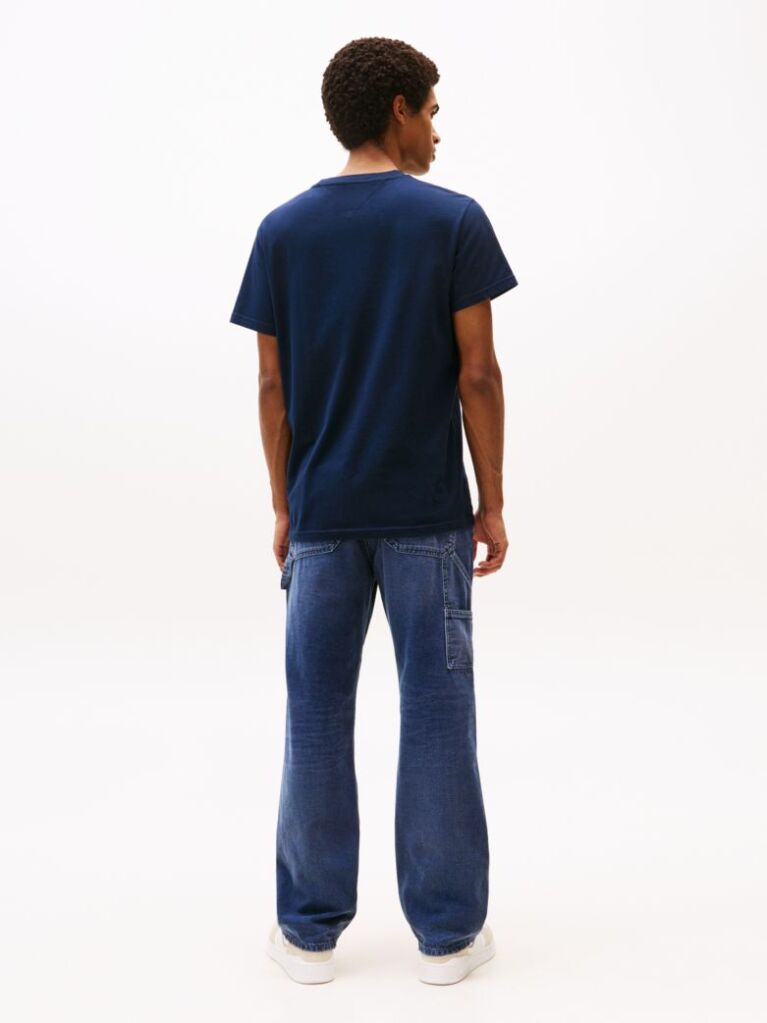 Blue Linear Logo Slim Crew Neck T-Shirt  Men