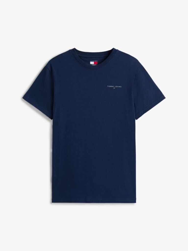 Blue Linear Logo Slim Crew Neck T-Shirt  Men