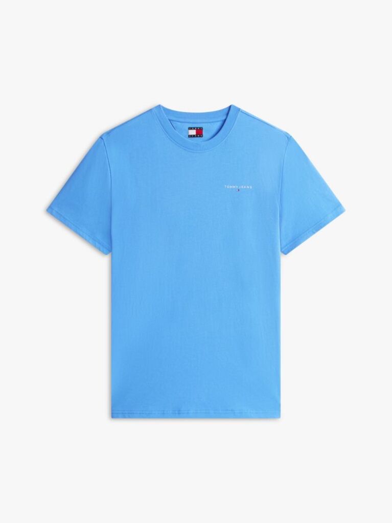 Blue Linear Logo Slim Crew Neck T-Shirt  Men