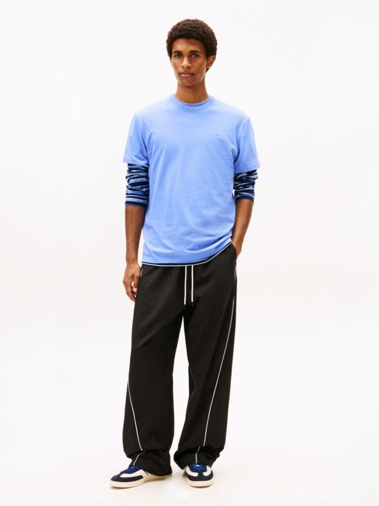Μπλε Slim T-shirt Με Λογότυπο Και Στρογγυλή Λαιμόκοψη  Άνδρες