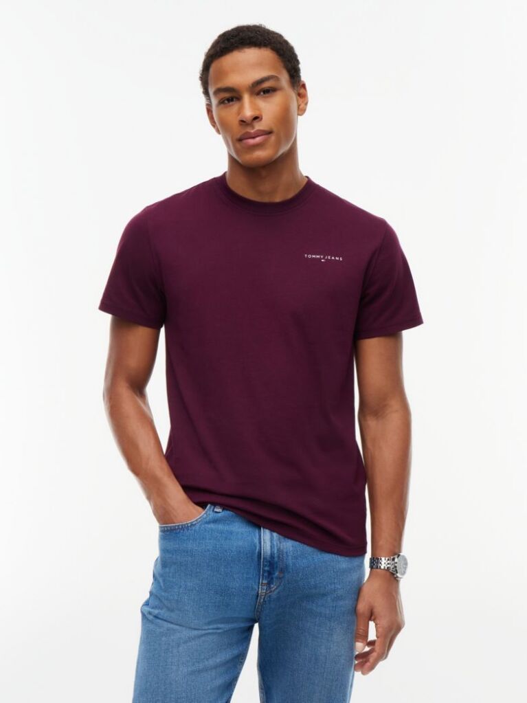 Purple Linear Logo Slim Crew Neck T-Shirt  Men