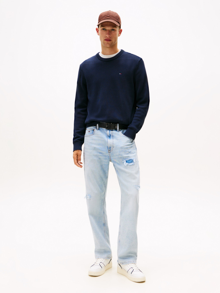 Blue Crew Neck Slim Jumper  Men