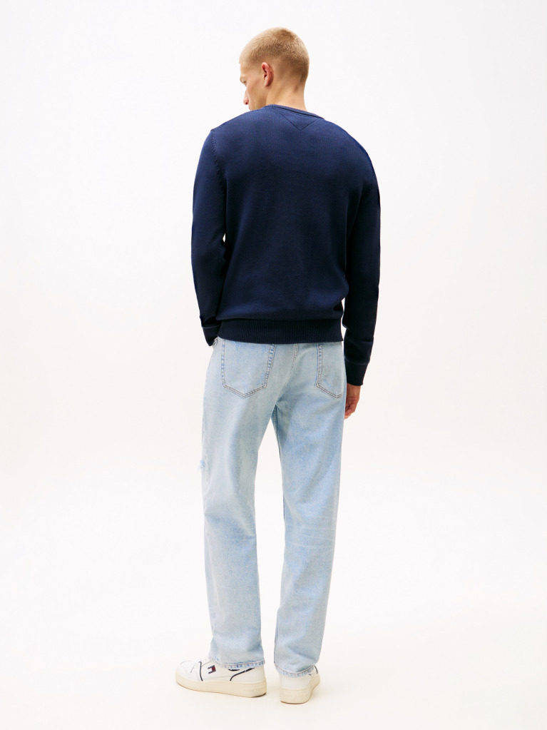 Blue Crew Neck Slim Jumper  Men