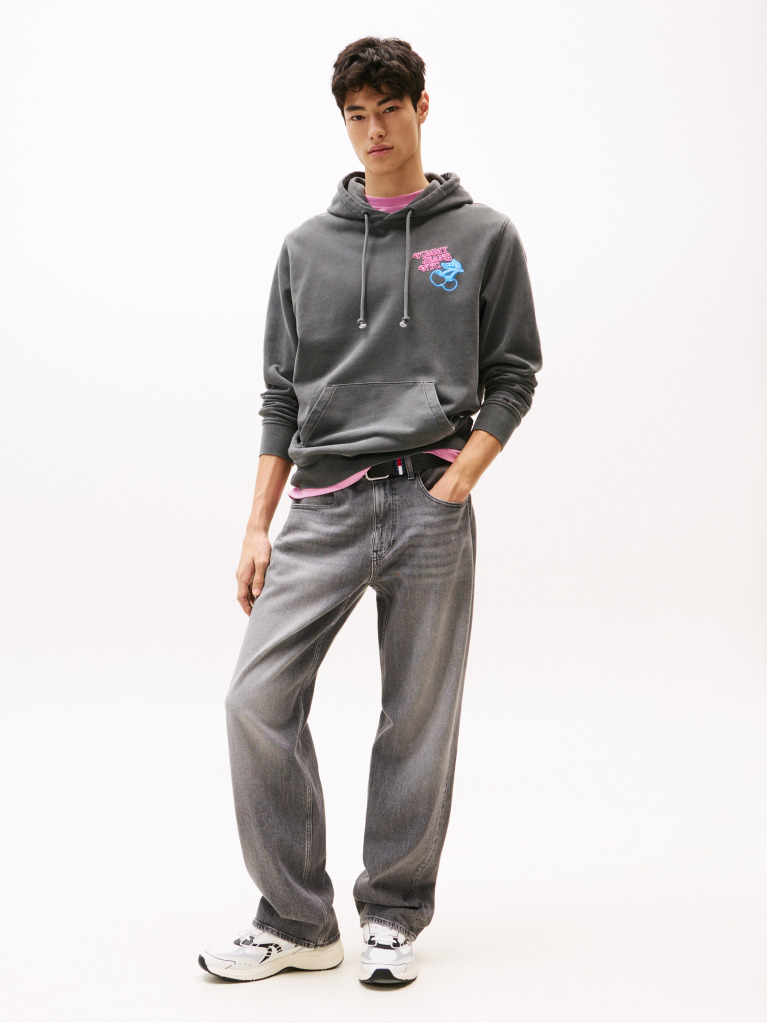 Black Back Graphic Regular Hoody  Men