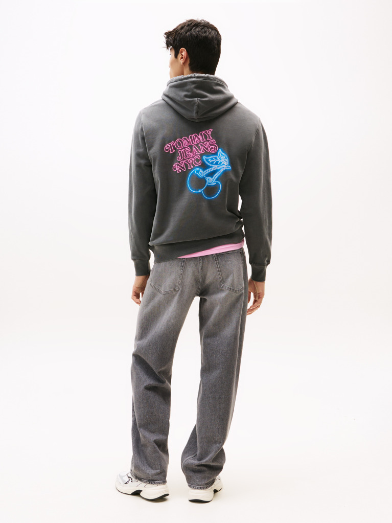 Black Back Graphic Regular Hoody  Men