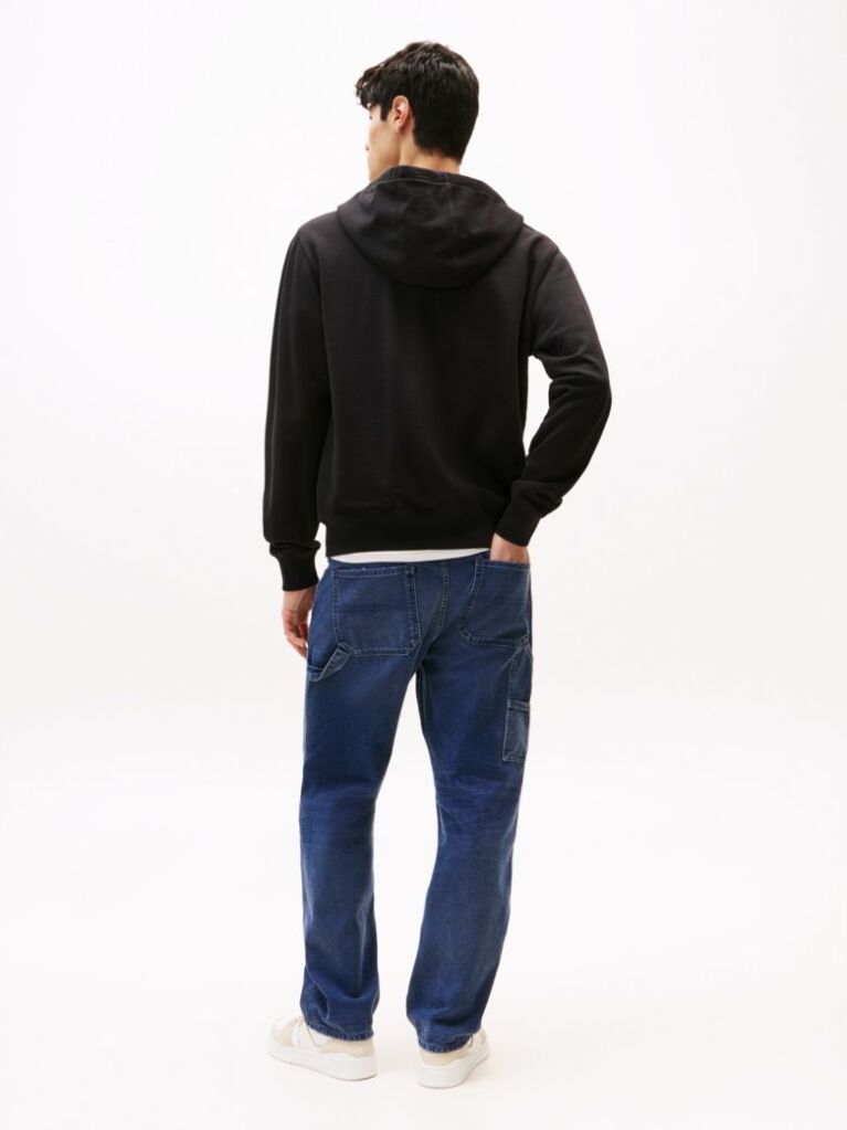 Μαύρο Άνετο Hoody Με Φερμουάρ  Άνδρες