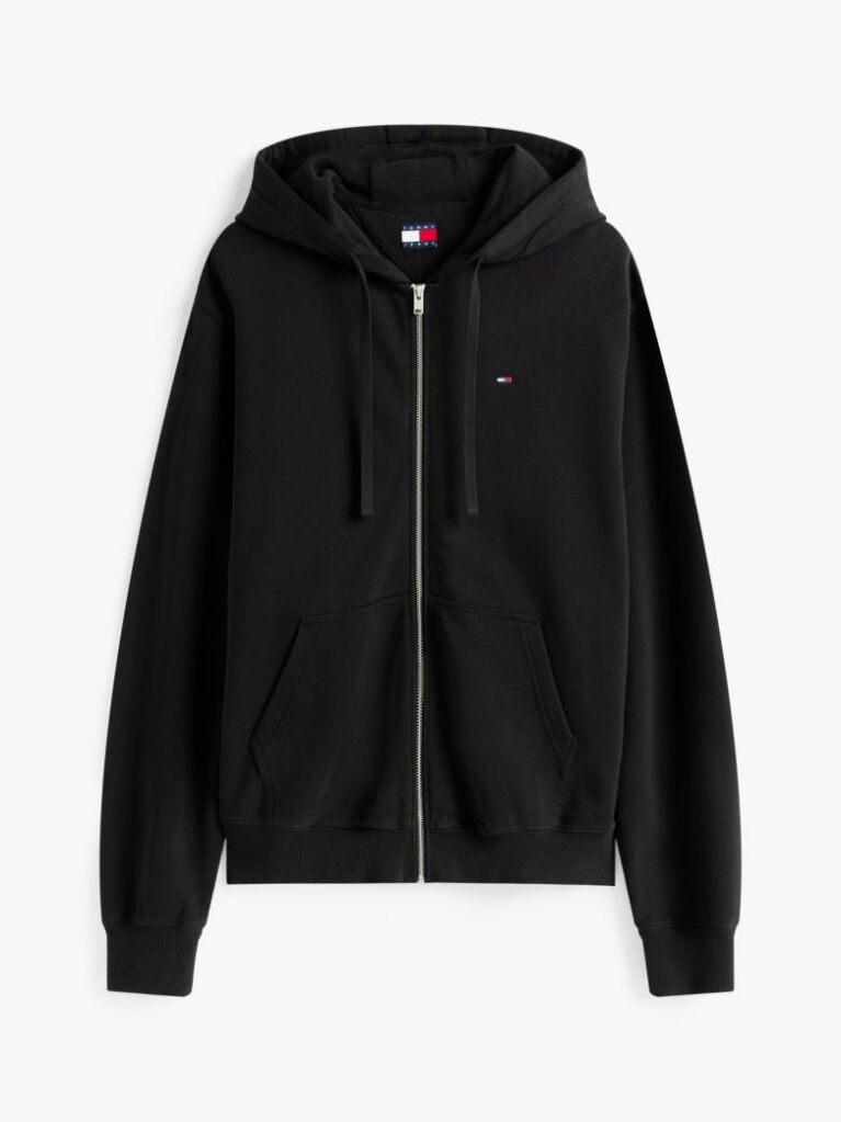 Μαύρο Άνετο Hoody Με Φερμουάρ  Άνδρες