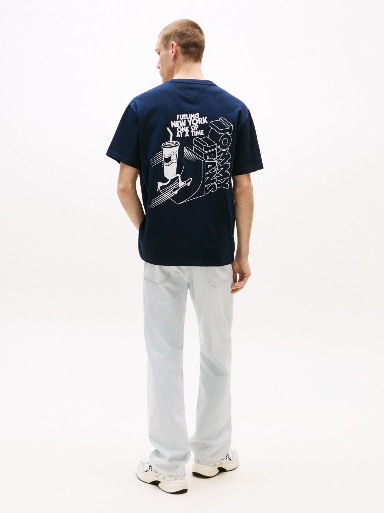 Μπλε T-Shirt Με Λογότυπο Στην Πλάτη Σε Κανονική Γραμμή  Άνδρες