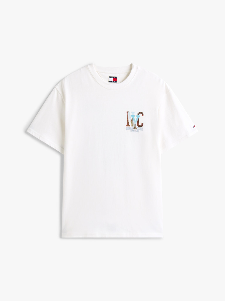 Άσπρο T-Shirt Με Σχέδιο Σε Κανονική Γραμμή  Άνδρες