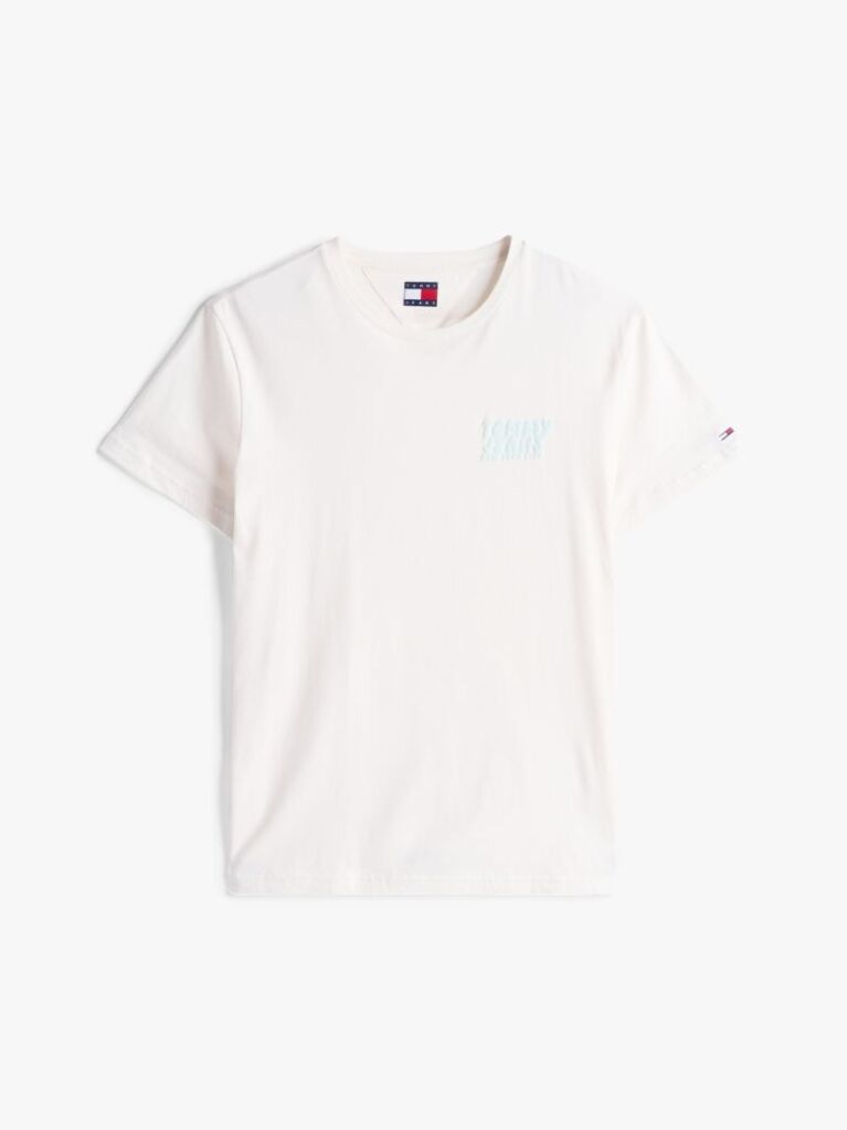 Άσπρο T-Shirt Σε Στενή Γραμμή Με Bubble Λογότυπο  Άνδρες