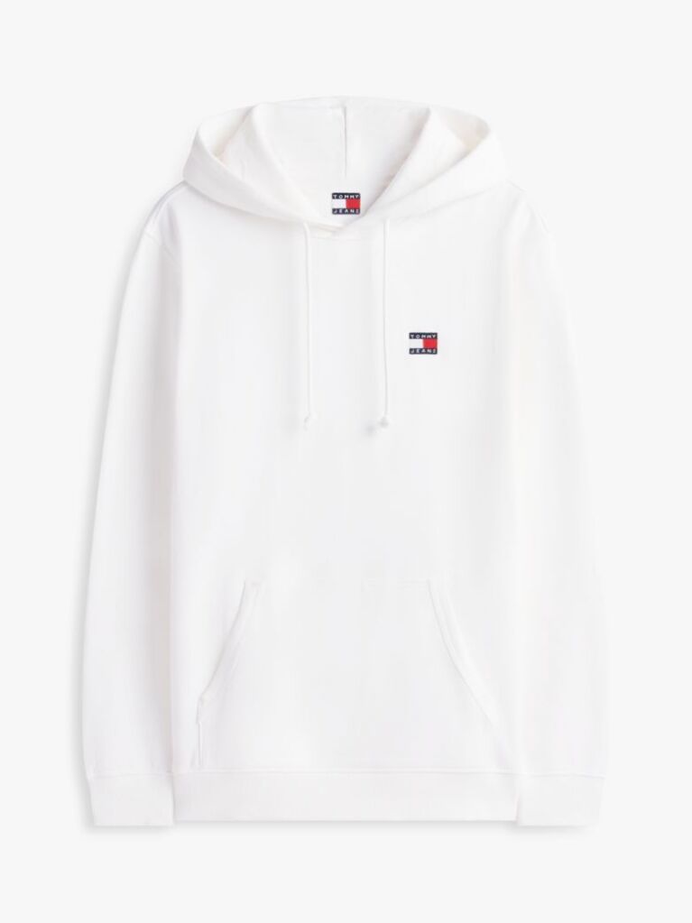 White Tommy Badge Brushed Terry Hoody  Men