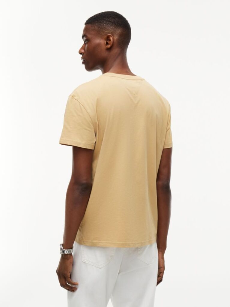Beige Logo Jersey Crew Neck T-Shirt  Men