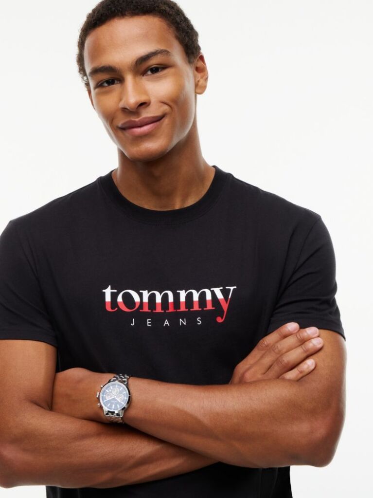 Black Logo Jersey Crew Neck T-Shirt  Men
