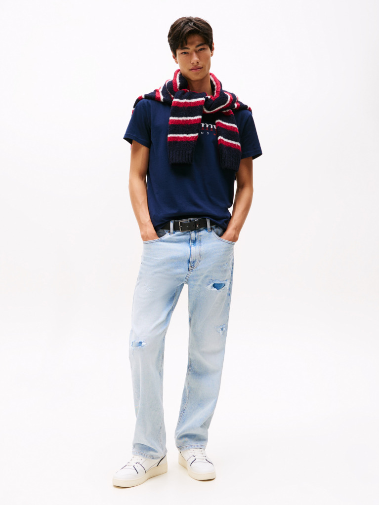 Blue Logo Jersey Crew Neck T-Shirt  Men