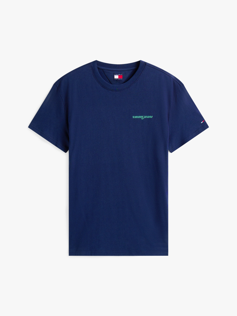 Μπλε T-Shirt Με Κλασική Λαιμόκοψη Και Σχέδιο Στο Πίσω Μέρος  Άνδρες