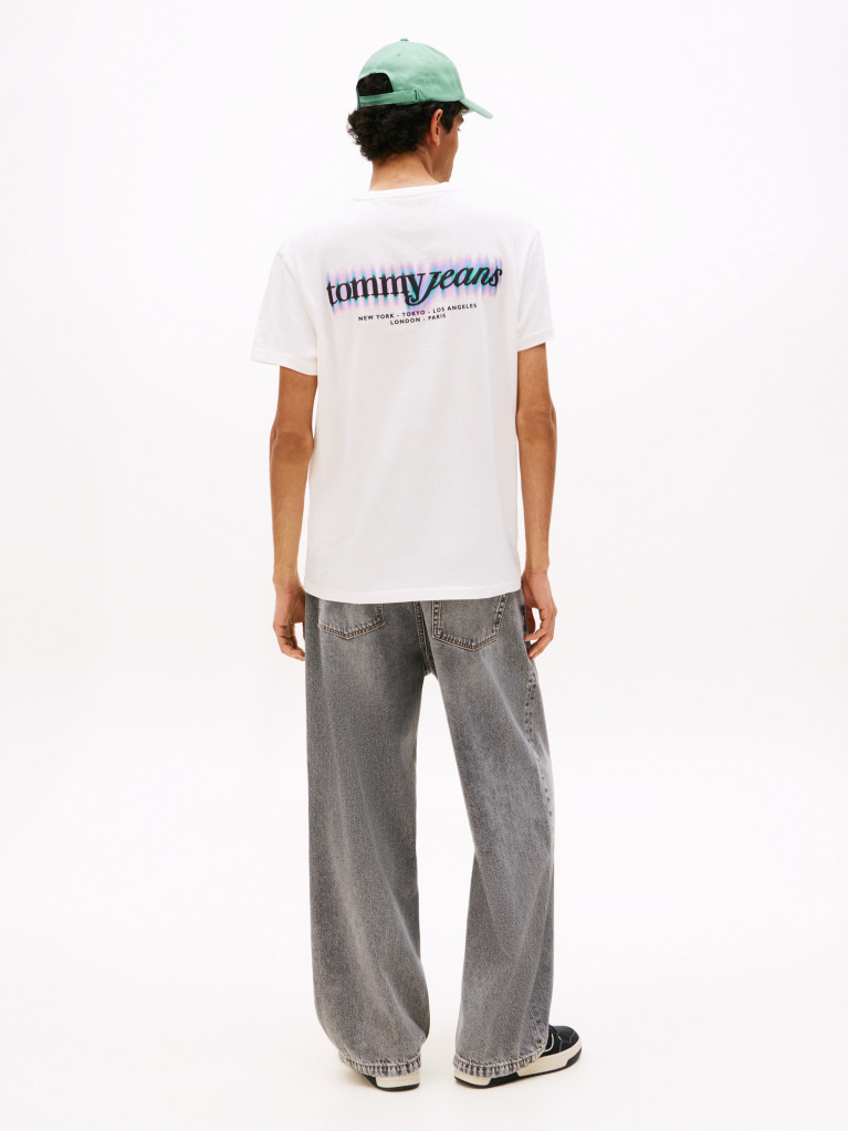 Άσπρο T-Shirt Με Κλασική Λαιμόκοψη Και Σχέδιο Στο Πίσω Μέρος  Άνδρες