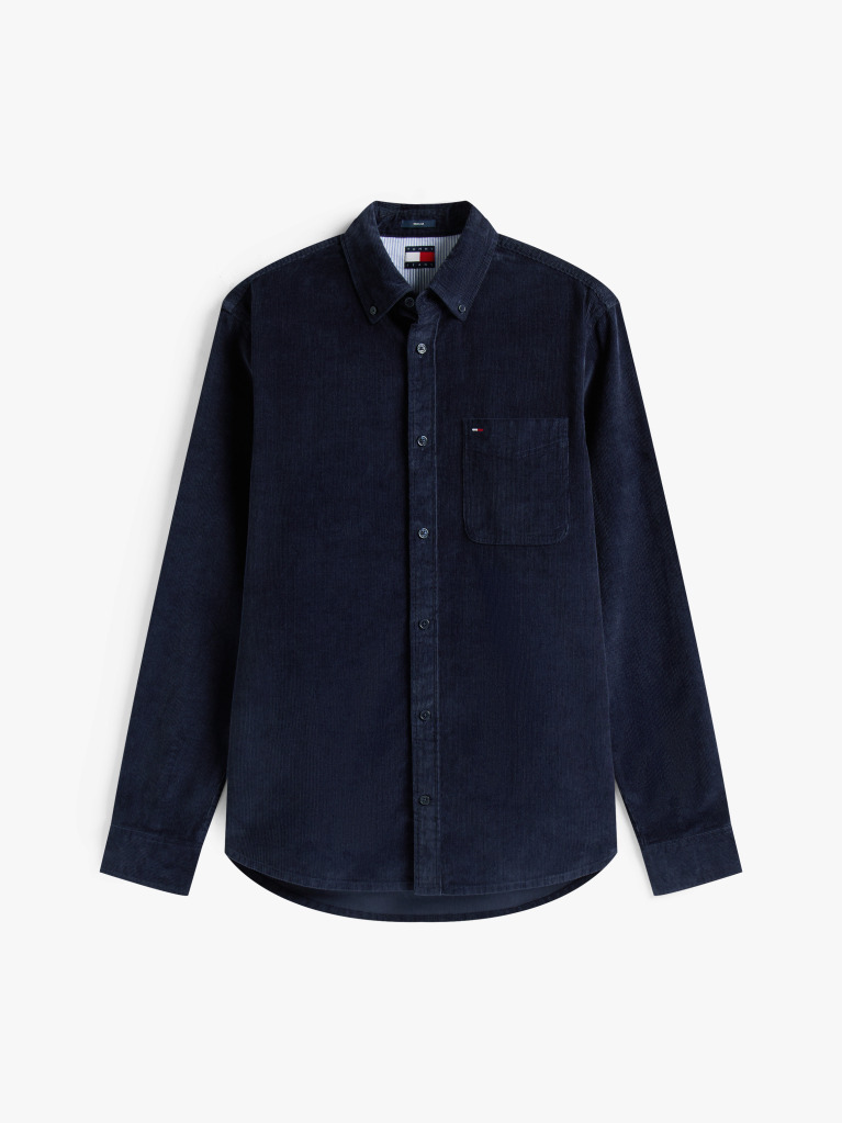 Blue Regular Fit Corduroy Shirt  Men