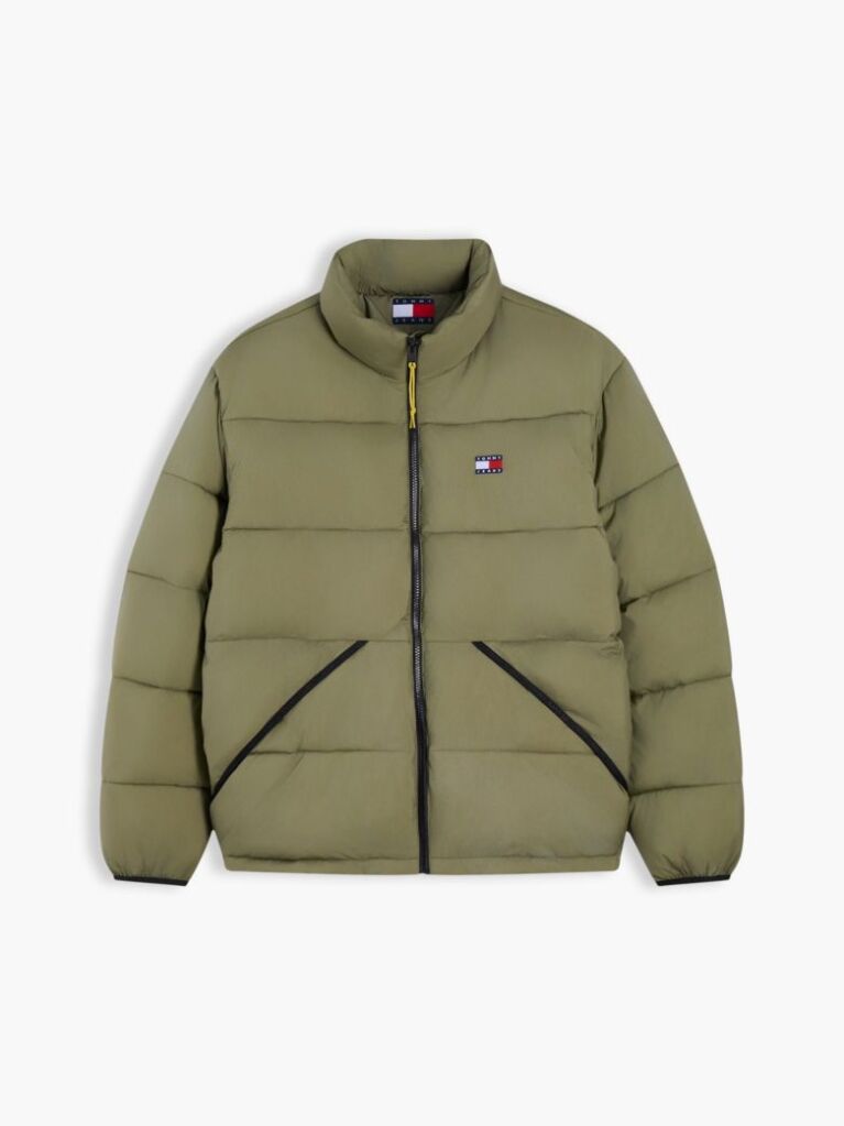 Green Water Repellent Crinkle Relaxed Puffer Jacket  Men