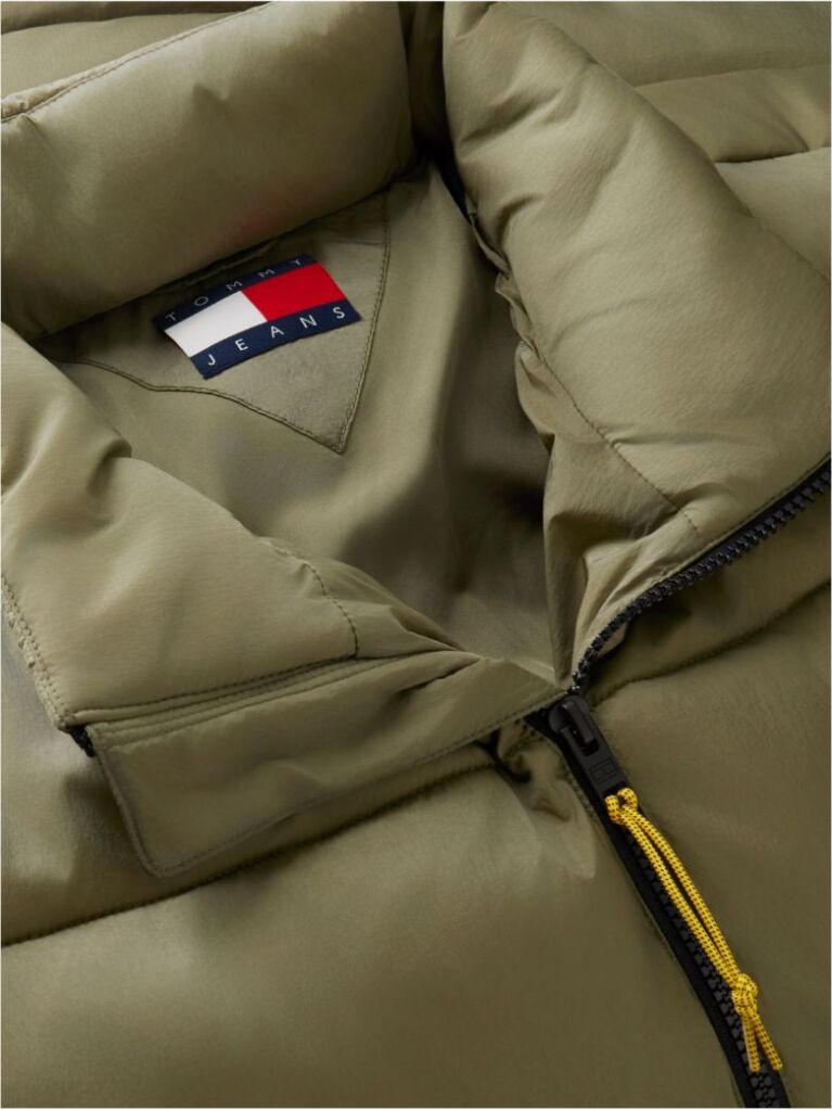 Green Water Repellent Crinkle Relaxed Puffer Jacket  Men