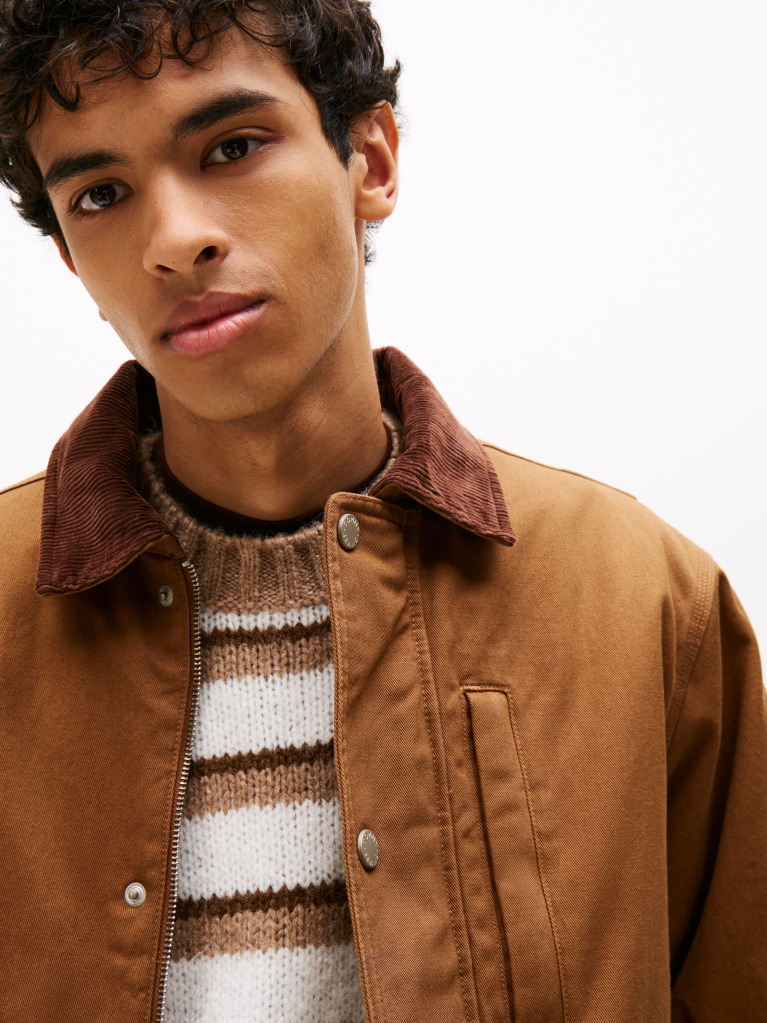 Brown Teddy Lined Corduroy Collar Chore Jacket  Men