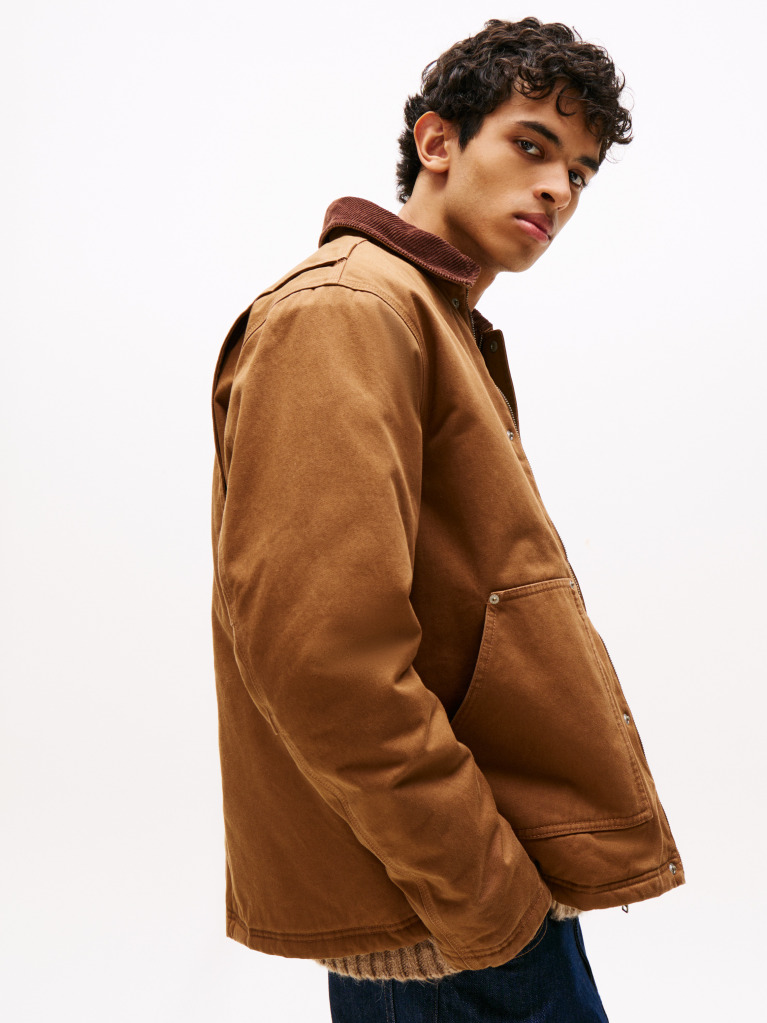 Brown Teddy Lined Corduroy Collar Chore Jacket  Men