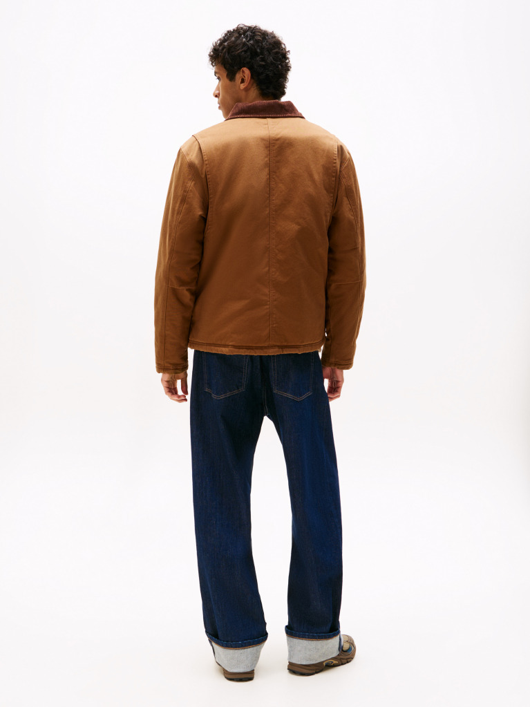 Brown Teddy Lined Corduroy Collar Chore Jacket  Men