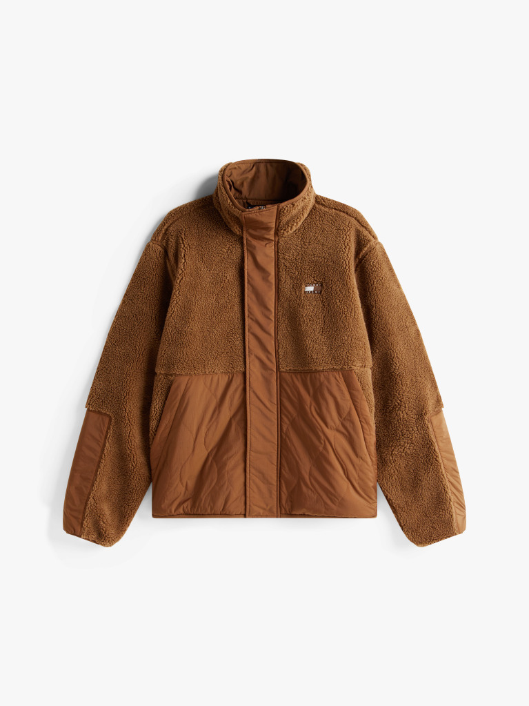 Brown Quilted Teddy Relaxed Jacket  Men