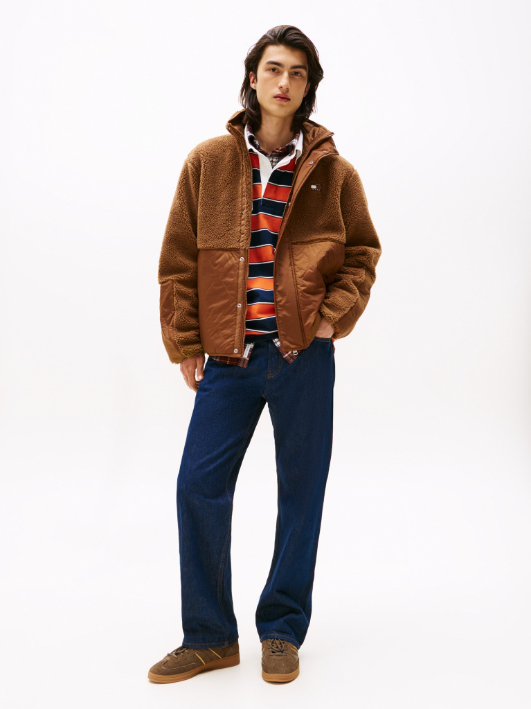 Brown Quilted Teddy Relaxed Jacket  Men