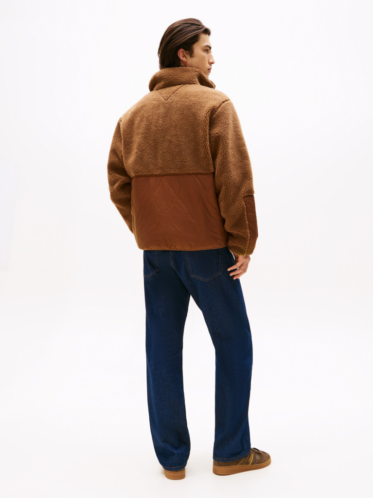Brown Quilted Teddy Relaxed Jacket  Men