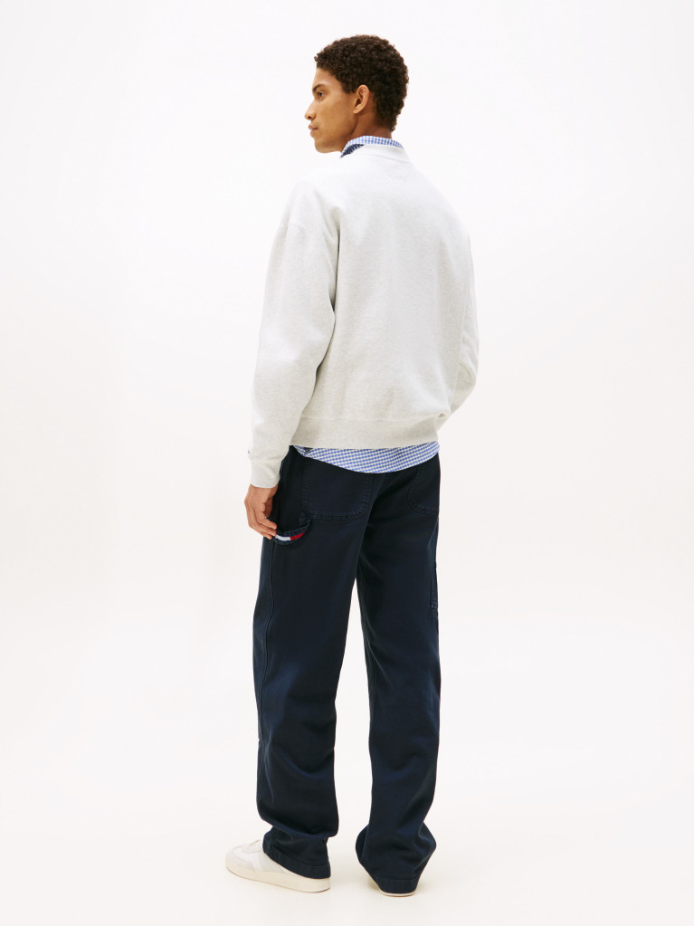 Grey 90S Washed Tonal Crest Crew Sweatshirt  Men