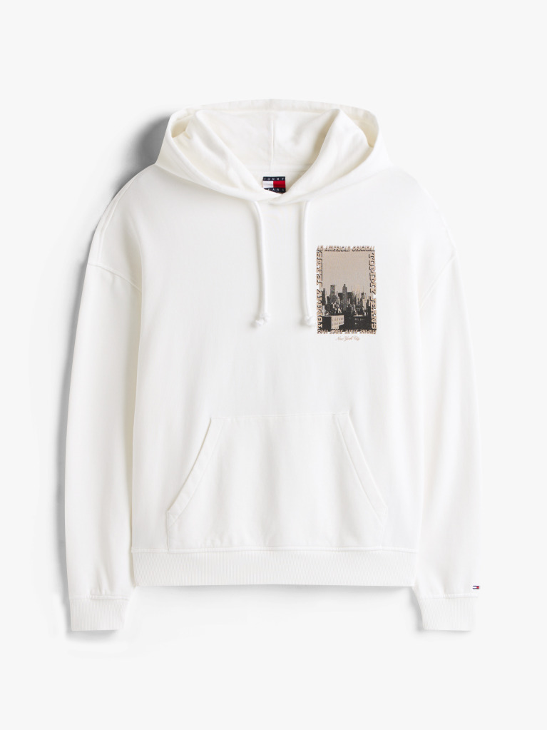 Beige 90s Back Photo Print Washed Hoody  Men