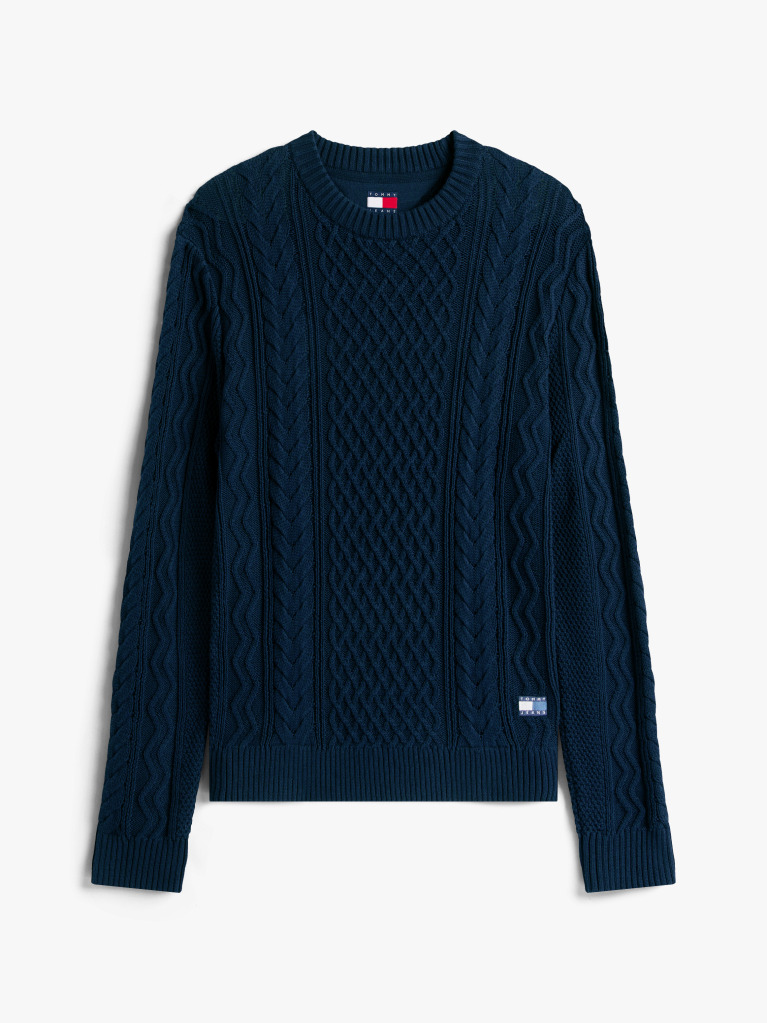 Μπλε Πουλόβερ Σε Slim Γραμμή Με Cable Πλέξη Και Σήμα Tommy  Άνδρες