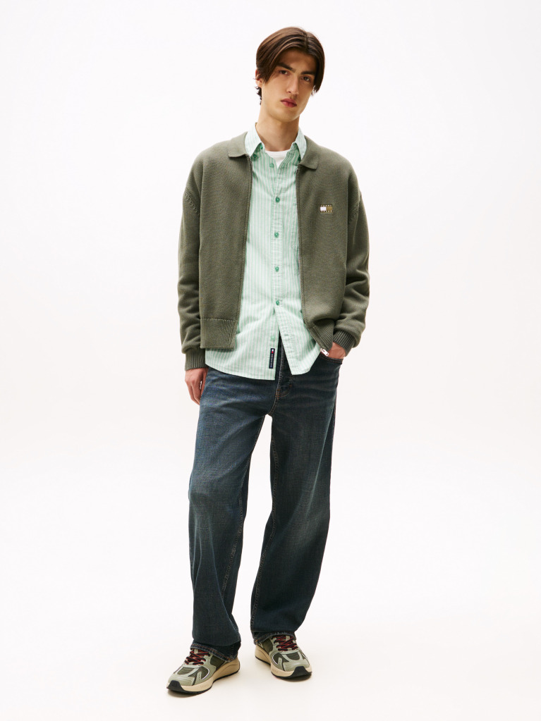 Green Relaxed Zip-Thru Sweatshirt  Men