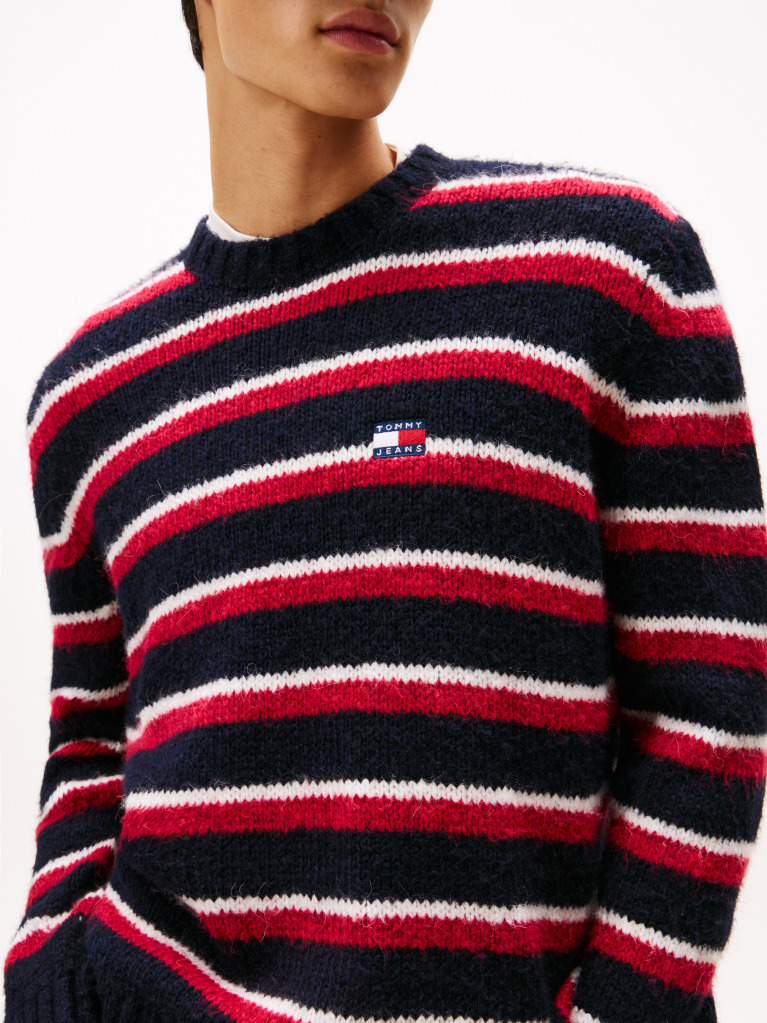 Multi Tommy Badge Stripe Jumper With Alpaca  Men