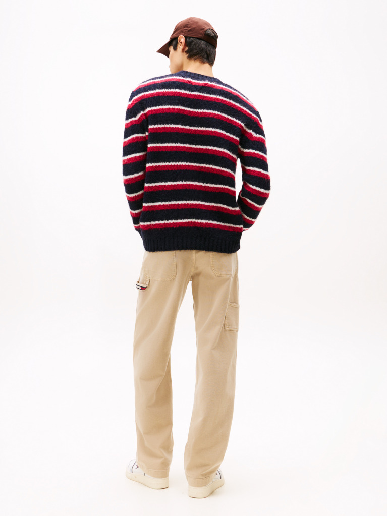 Multi Tommy Badge Stripe Jumper With Alpaca  Men