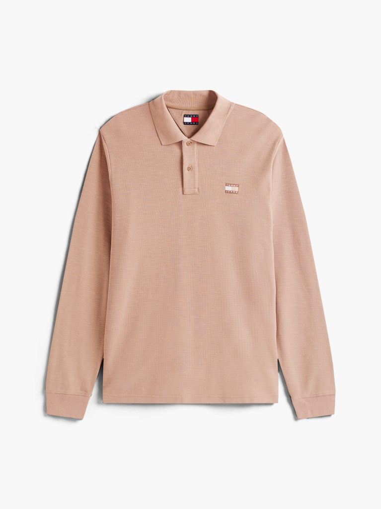 Beige Regular Fit Long Sleeve Polo Shirt  Men