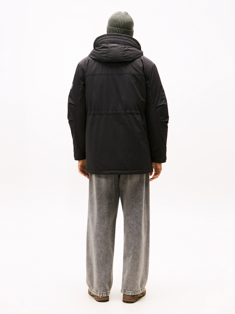 Black Water Repellent Relaxed Padded Parka Coat  Men