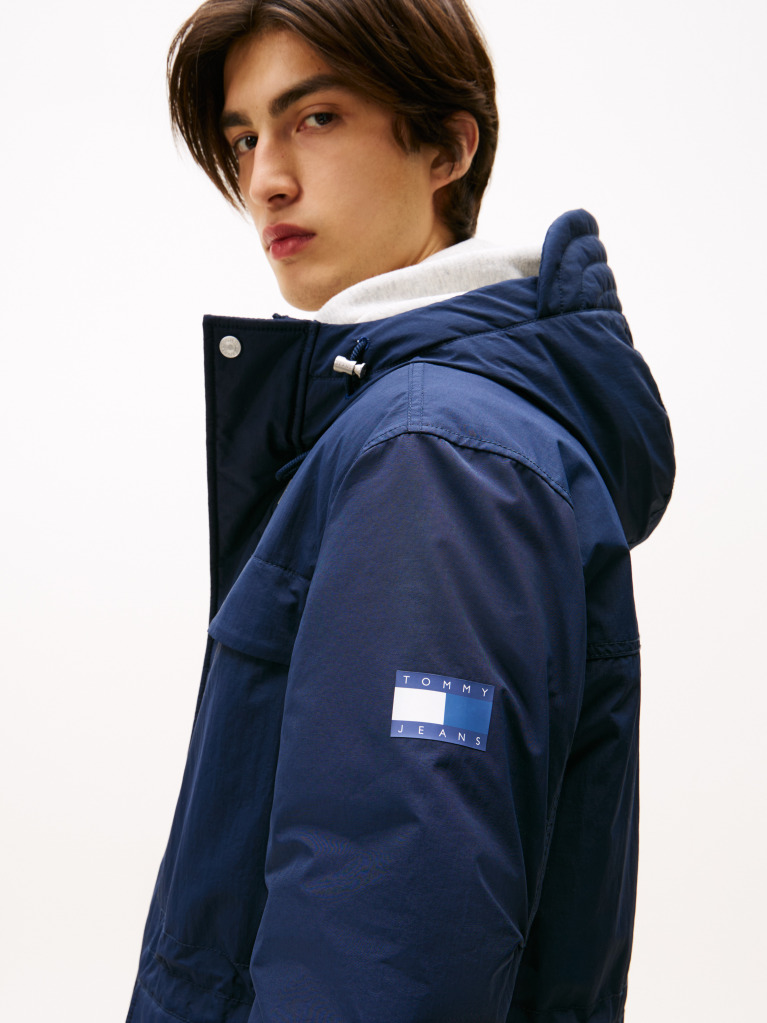 Blue Water Repellent Relaxed Padded Parka Coat  Men