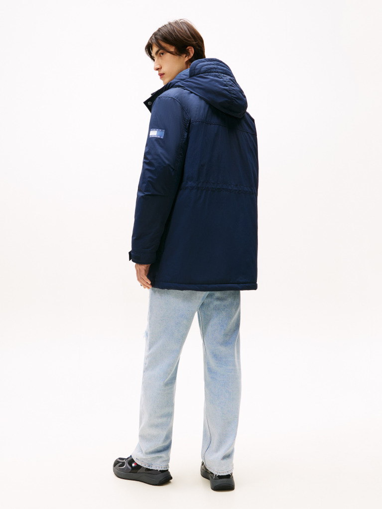 Blue Water Repellent Relaxed Padded Parka Coat  Men