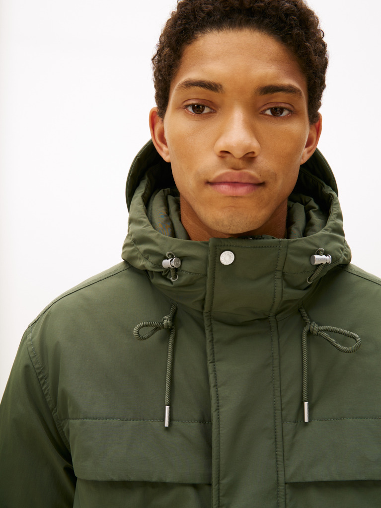 Green Water Repellent Relaxed Padded Parka Coat  Men
