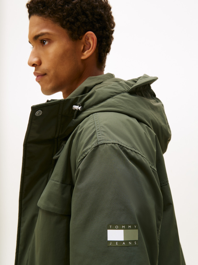 Green Water Repellent Relaxed Padded Parka Coat  Men