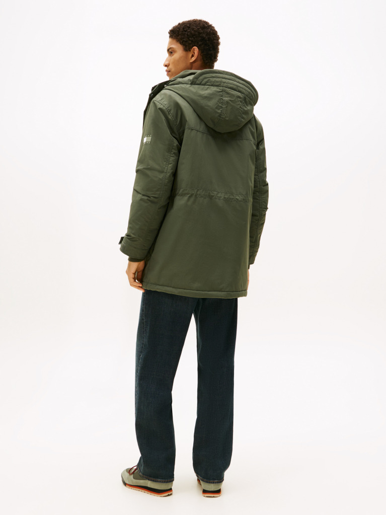 Green Water Repellent Relaxed Padded Parka Coat  Men
