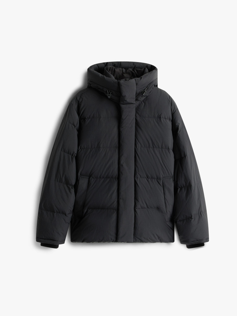 Black Hooded Down Puffer Jacket  Men