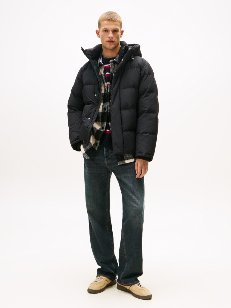 Black Hooded Down Puffer Jacket  Men