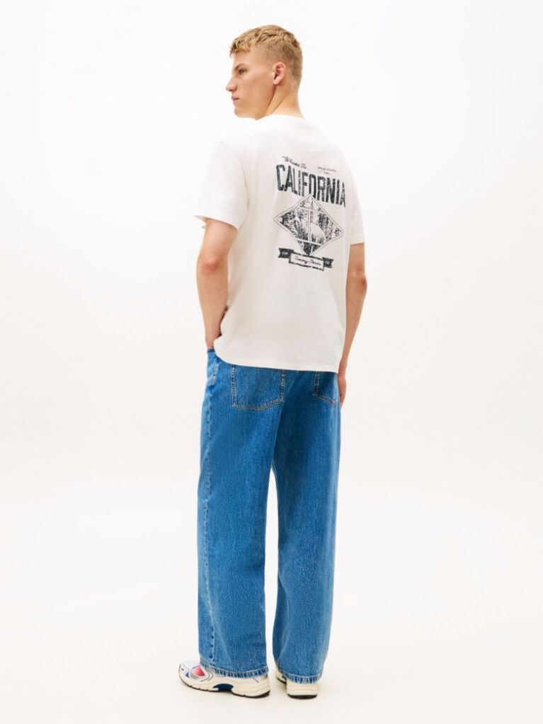 White Back Slogan Textured Relaxed T-Shirt  Men