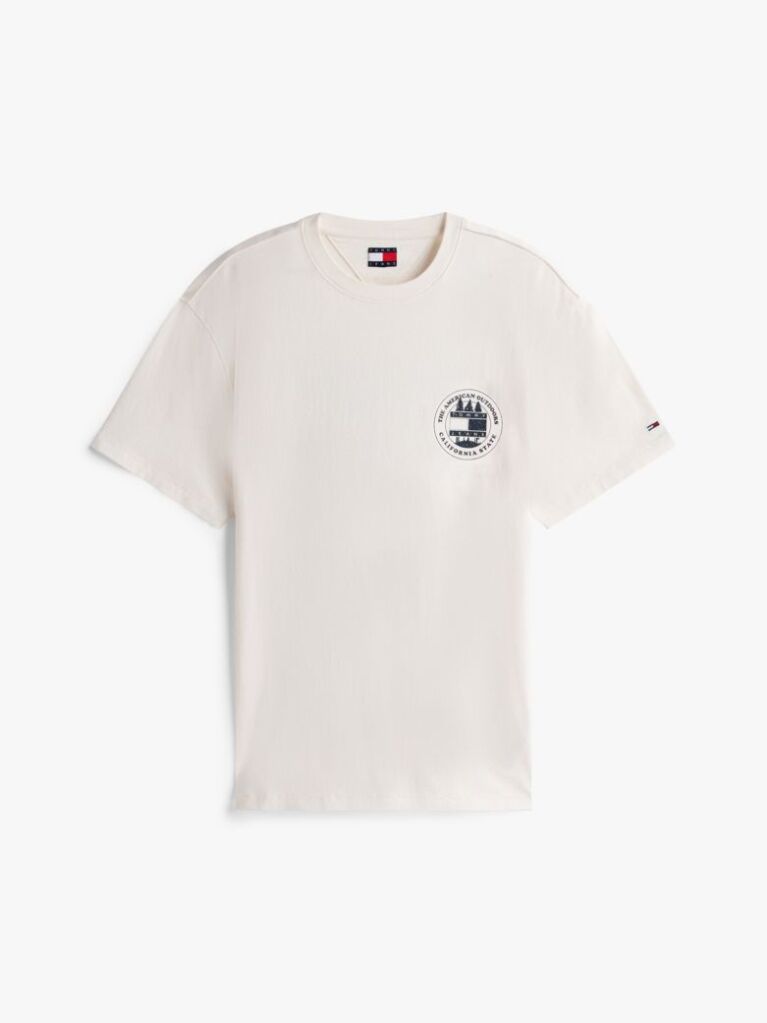 White Back Slogan Textured Relaxed T-Shirt  Men