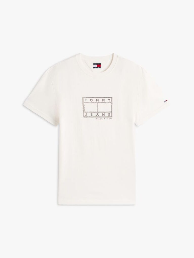 White Logo Stamp Crew Neck T-Shirt  Men