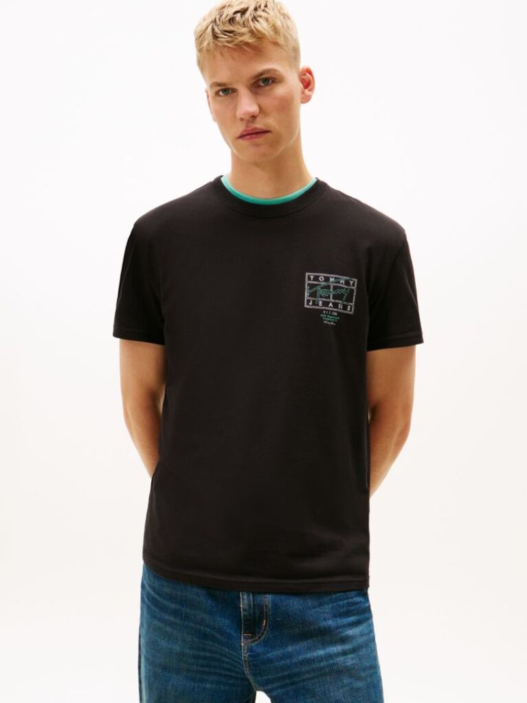Μαύρο T-Shirt Με Κλασική Λαιμόκοψη Και Signature Πίσω Λογότυπο  Άνδρες