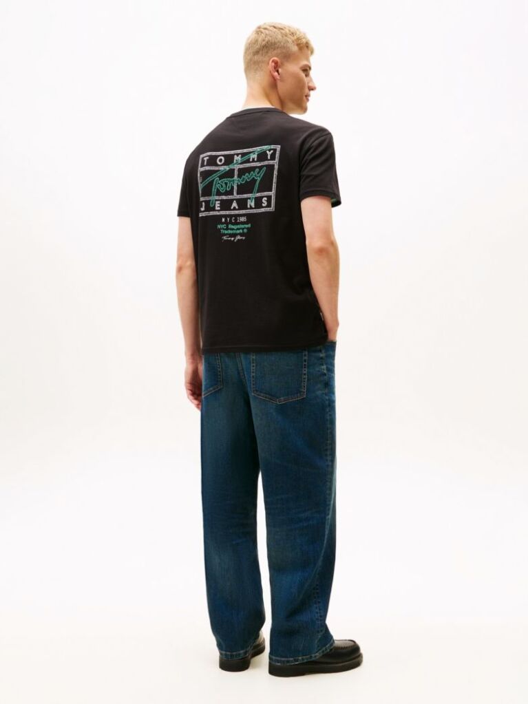 Μαύρο T-Shirt Με Κλασική Λαιμόκοψη Και Signature Πίσω Λογότυπο  Άνδρες