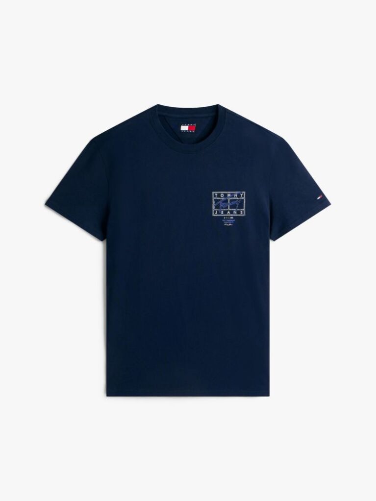Μπλε T-Shirt Με Κλασική Λαιμόκοψη Και Signature Πίσω Λογότυπο  Άνδρες